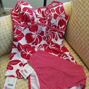 Hapari Red Hawaiian Swim Suit Tankini
